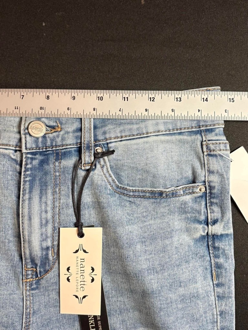Nanette Lepore Light Blue Flare Jeans with Frayed Hem - Picture 8 of 11